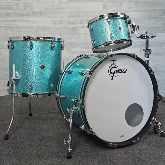 Used Gretsch Brooklyn 3pc Drum Set Turquoise Sparkle - Very Good - Drum Center Of Portsmouth