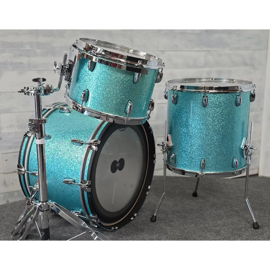 Used Gretsch Brooklyn 3pc Drum Set Turquoise Sparkle - Very Good - Drum Center Of Portsmouth