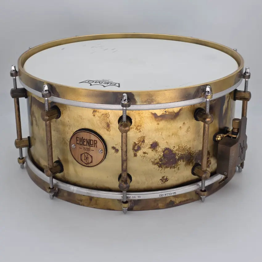 Used Noble & Cooley Ebenor Primitive Brass Snare Drum 14x6.5 #15 of 20 - Excellent - Drum Center Of Portsmouth