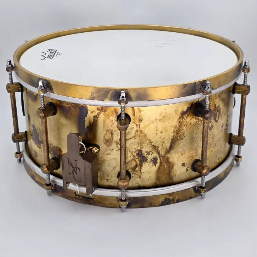 Used Noble & Cooley Ebenor Primitive Brass Snare Drum 14x6.5 #15 of 20 - Excellent - Drum Center Of Portsmouth