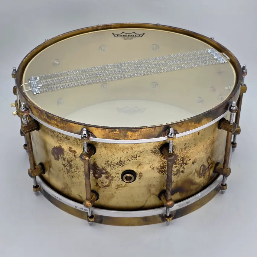 Used Noble & Cooley Ebenor Primitive Brass Snare Drum 14x6.5 #15 of 20 - Excellent - Drum Center Of Portsmouth