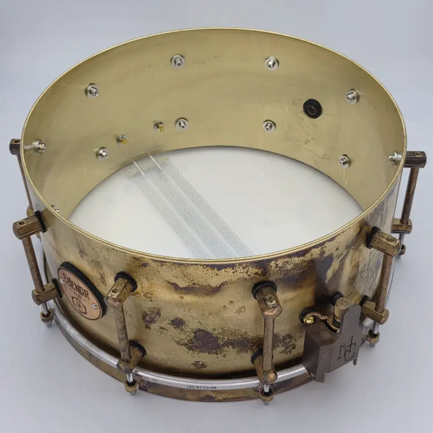 Used Noble & Cooley Ebenor Primitive Brass Snare Drum 14x6.5 #15 of 20 - Excellent - Drum Center Of Portsmouth