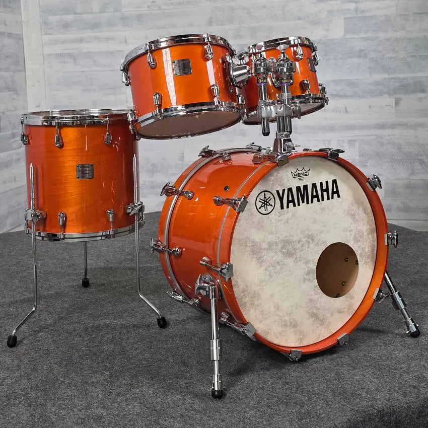 Used Yamaha Birch Custom Absolute 4pc Drum Set Honey Amber - Very Good - Drum Center Of Portsmouth