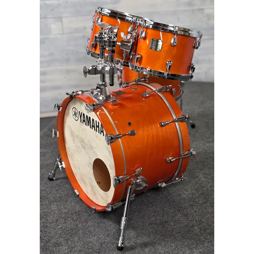 Used Yamaha Birch Custom Absolute 4pc Drum Set Honey Amber - Very Good - Drum Center Of Portsmouth
