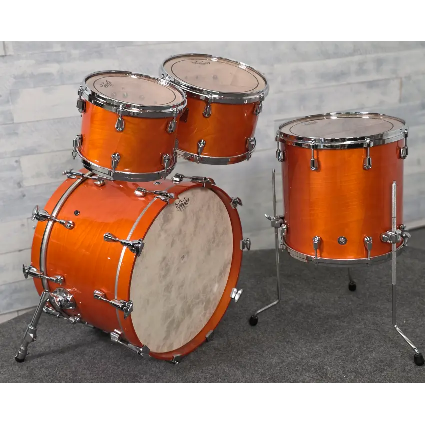 Used Yamaha Birch Custom Absolute 4pc Drum Set Honey Amber - Very Good - Drum Center Of Portsmouth