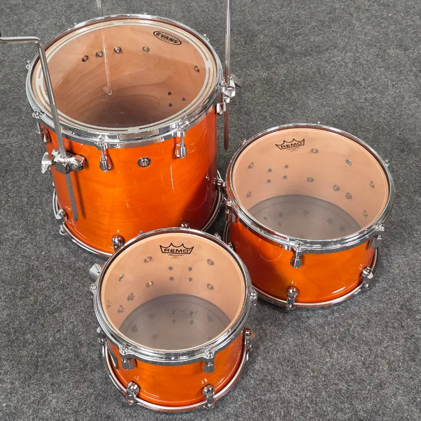 Used Yamaha Birch Custom Absolute 4pc Drum Set Honey Amber - Very Good - Drum Center Of Portsmouth