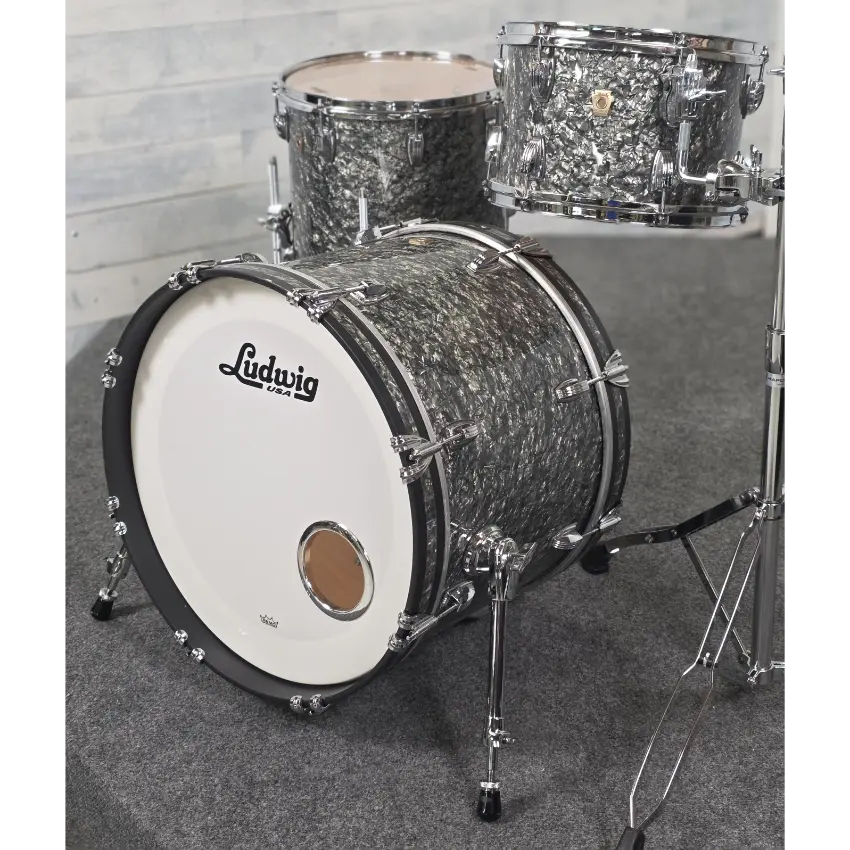 Used Ludwig Classic Maple 3pc Downbeat Drum Set Black Pearl - Good - Drum Center Of Portsmouth