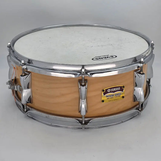 Used Yamaha Wood Shell Snare Drum 14x5.5 Gloss Natural - Fair - Drum Center Of Portsmouth