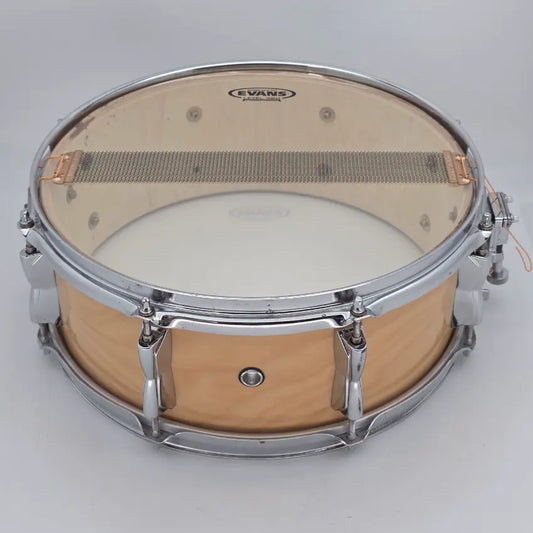 Used Yamaha Wood Shell Snare Drum 14x5.5 Gloss Natural - Fair - Drum Center Of Portsmouth