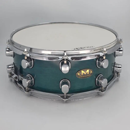 Used Milwaukee Snare Drum 14x5.5 Transparent Green Gloss - Good - Drum Center Of Portsmouth