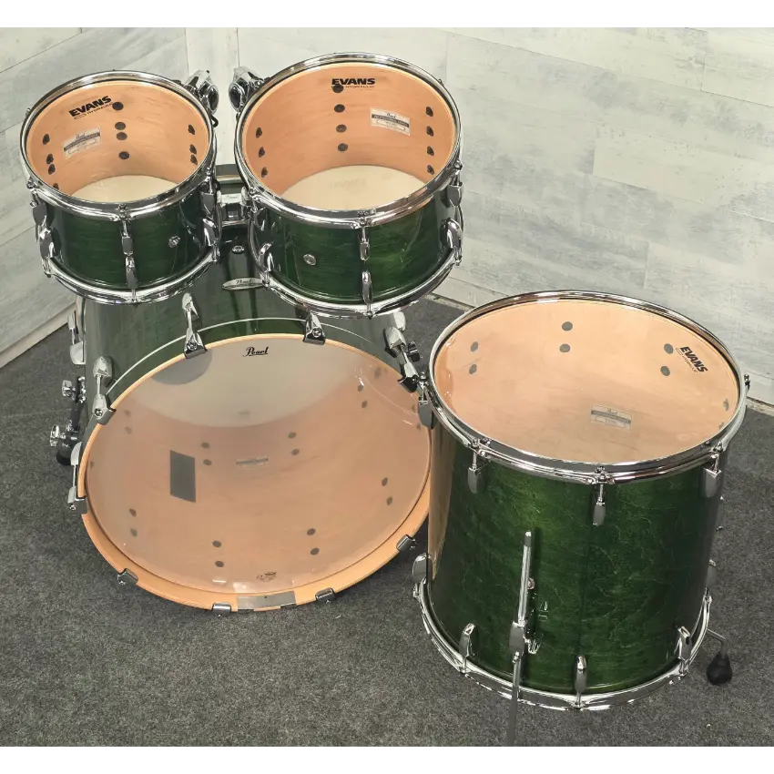 Used Pearl Professional Maple 4pc Drum Set Emerald Mist - Very Good - Drum Center Of Portsmouth