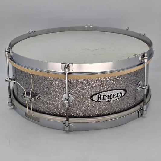 Used Vintage Rogers Banner Single Tension Snare Drum 14x5 Silver Sparkle - Good - Drum Center Of Portsmouth