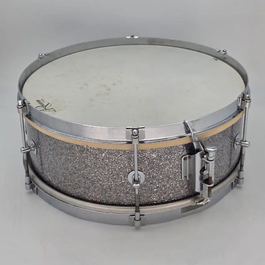 Used Vintage Rogers Banner Single Tension Snare Drum 14x5 Silver Sparkle - Good - Drum Center Of Portsmouth