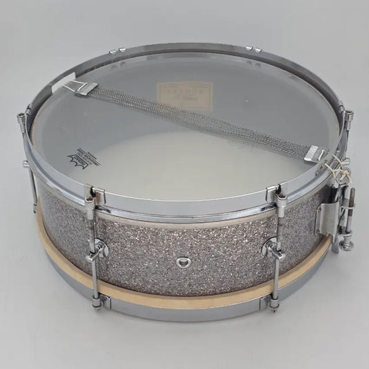 Used Vintage Rogers Banner Single Tension Snare Drum 14x5 Silver Sparkle - Good - Drum Center Of Portsmouth