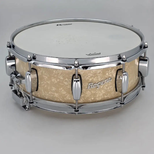 Used Rogers Dyna Sonic Reproduction 14x5 White Marine Pearl Reissue - Very Good - Drum Center Of Portsmouth