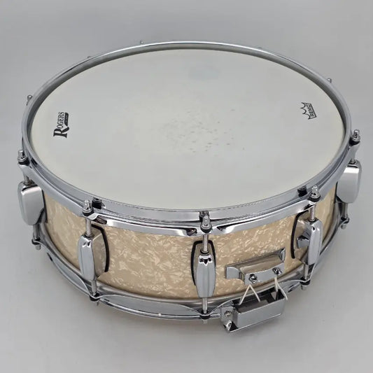 Used Rogers Dyna Sonic Reproduction 14x5 White Marine Pearl Reissue - Very Good - Drum Center Of Portsmouth
