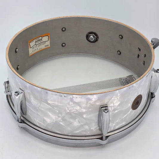 Used Vintage Gretsch Dixieland Snare Drum 14x5 White Marine Pearl - Good - Drum Center Of Portsmouth