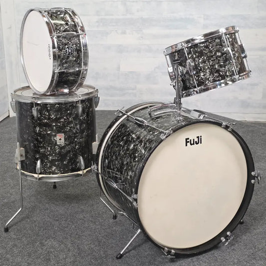 Used Fuji 4pc Drum Set Black Marine Pearl w/Black Jack FT - Good - Drum Center Of Portsmouth