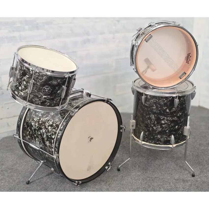 Used Fuji 4pc Drum Set Black Marine Pearl w/Black Jack FT - Good - Drum Center Of Portsmouth