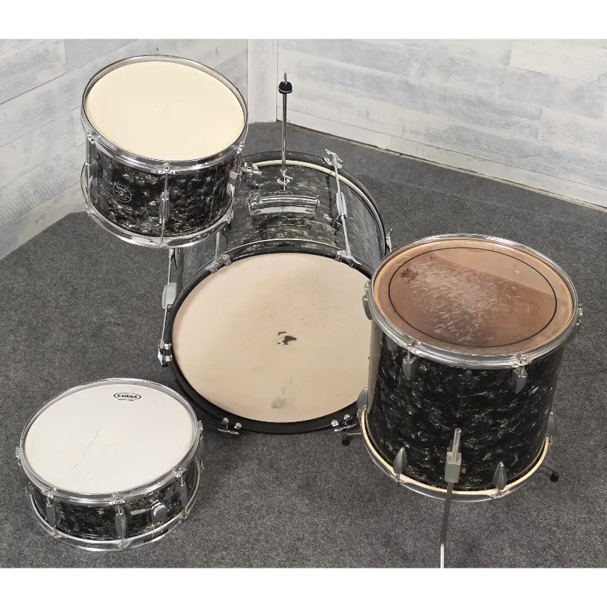 Used Fuji 4pc Drum Set Black Marine Pearl w/Black Jack FT - Good - Drum Center Of Portsmouth