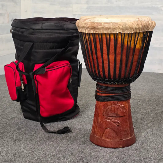 Used Hand Carved Djembe 14" w/Bag - Good - Drum Center Of Portsmouth
