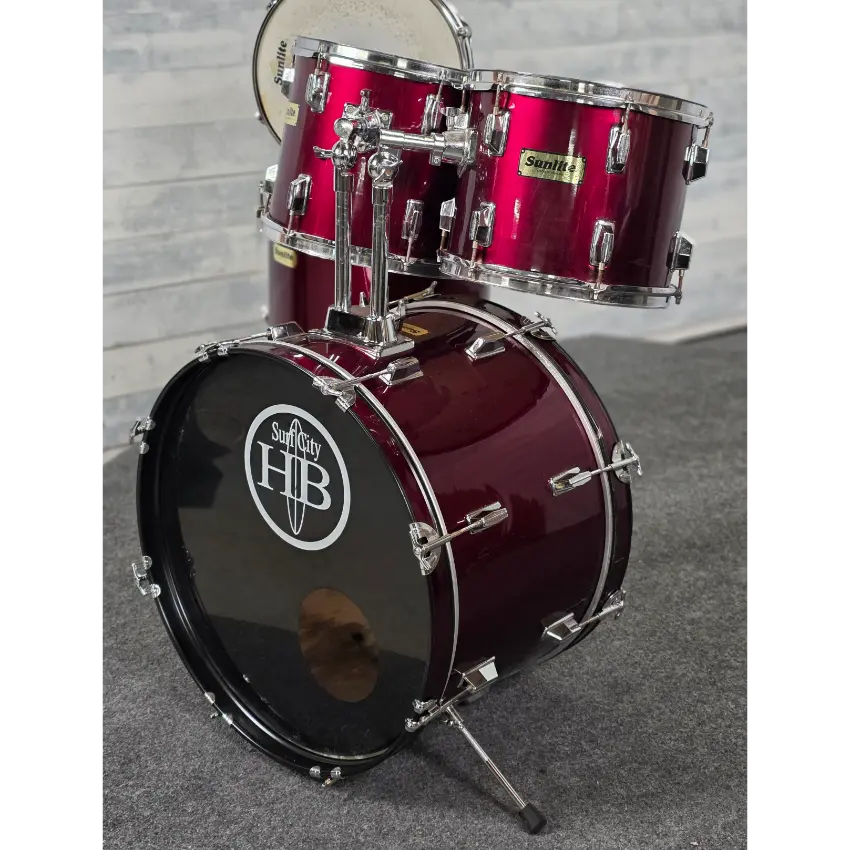 Used Sunlite 5pc Drum Set Red - Fair - Drum Center Of Portsmouth