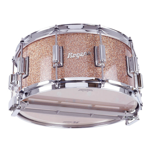 Rogers Dyna-Sonic Wood Shell Snare Drum 14x6.5 Champagne Sparkle Lacquer - Drum Center Of Portsmouth