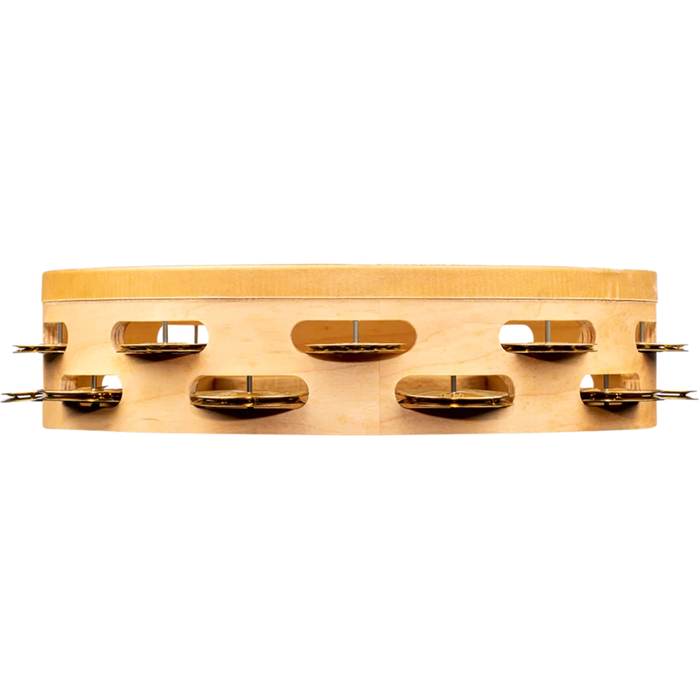 Meinl Artisan Headed Wood Tambourine Brass Jingles 2 Rows Maple Frame - Drum Center Of Portsmouth