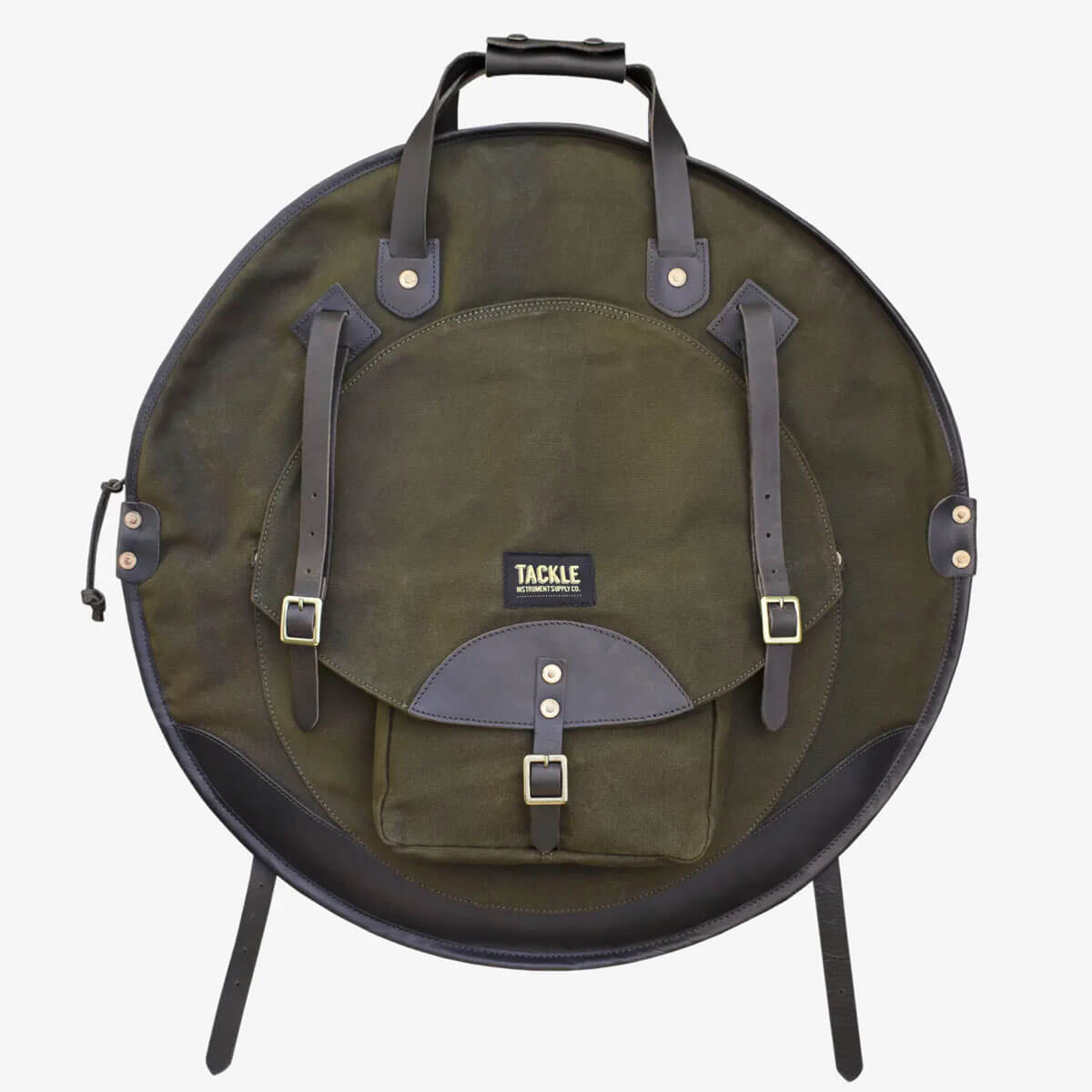 Tackle Instrument Supply Backpack Cymbal Bag 24" Forest Green w/Brown Leather - Drum Center Of Portsmouth