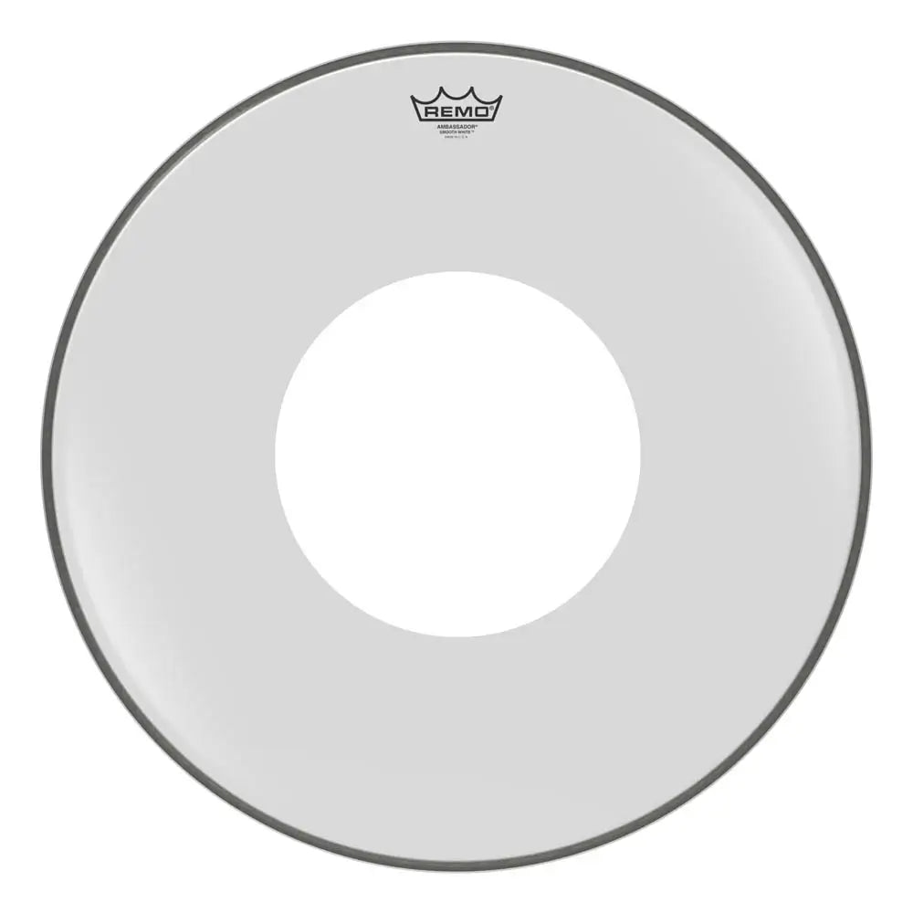 Remo Ambassador Smooth White Bass Drumhead 20" w/10" Center Hole - Drum Center Of Portsmouth
