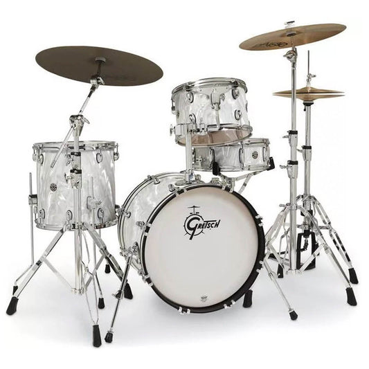 Gretsch Catalina Club Limited Edition 4pc Drum Set 18/12/14/14 White Satin Flame - Drum Center Of Portsmouth