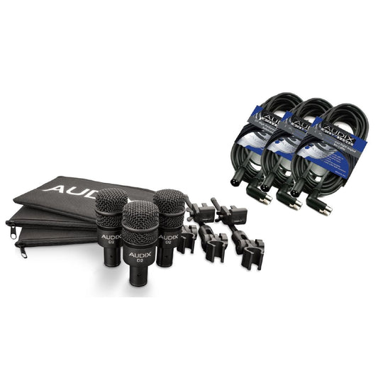 Audix D2 Trio Drum Microphone Set w/FREE Mic Cables (x3) - Drum Center Of Portsmouth