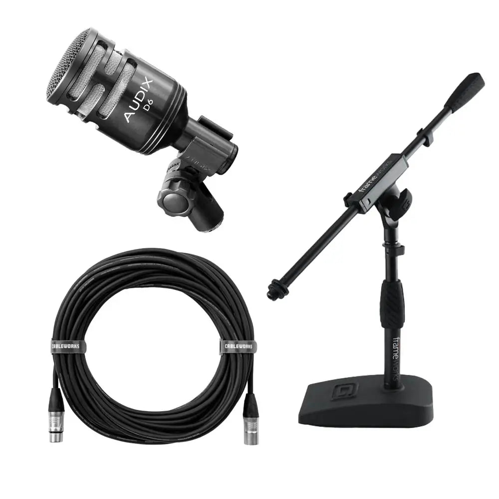 Audix D6 Bass Drum Mic/Stand/Cable Standard Bundle - Drum Center Of Portsmouth