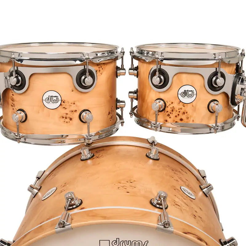 EMBARGOED - ACTIVATE OCT 13 - DW Design Limited Edition 6pc Drum Set Natural Mappa Burl - Drum Center Of Portsmouth