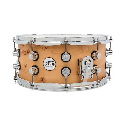 EMBARGOED - ACTIVATE OCT 13 - DW Design Limited Edition Snare Drum 14x6.5 Natural Mappa Burl - Drum Center Of Portsmouth