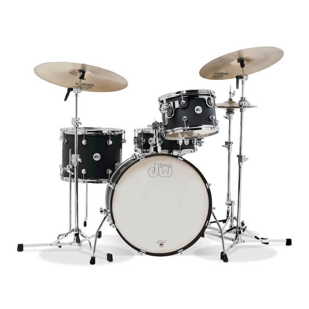 DW Design Frequent Flyer 4pc Drum Set Black Satin 20/12/14/14 - Drum Center Of Portsmouth