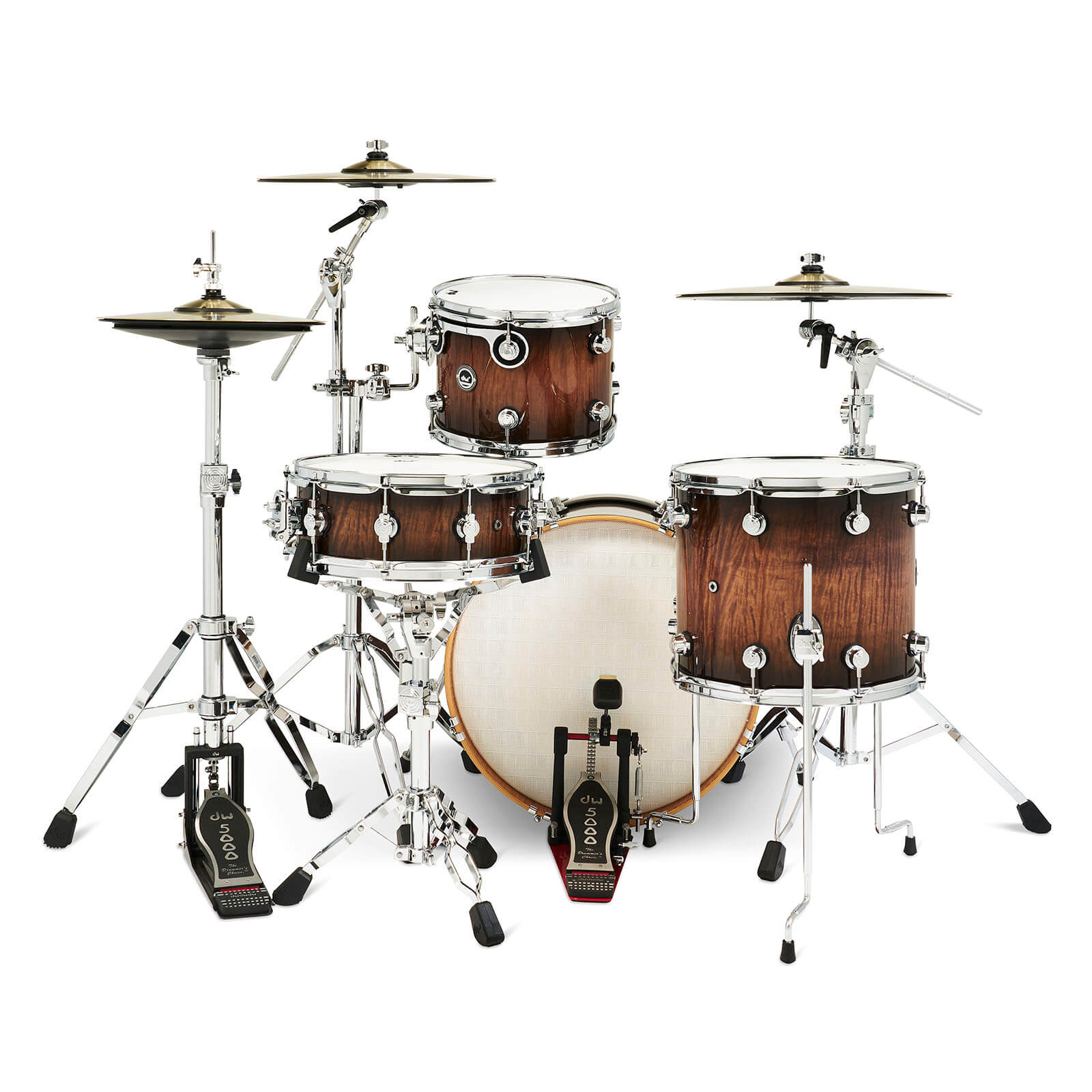 DW DWe 4pc Complete Electronic/Acoustic Drum Set Curly Maple Burst