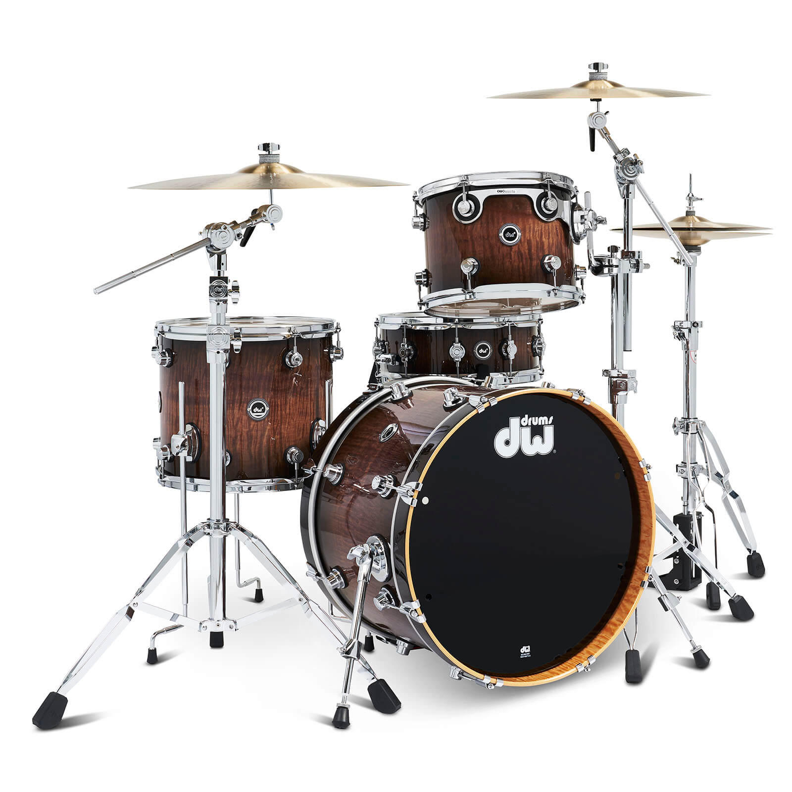 DW DWe 4pc Complete Electronic/Acoustic Drum Set Curly Maple Burst