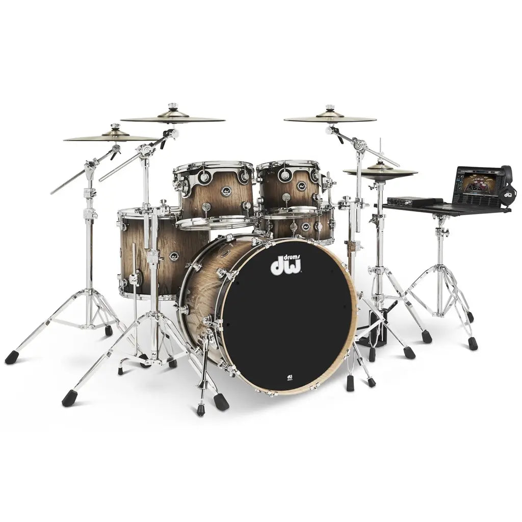 DW DWe 5pc Complete Electronic/Acoustic Drum Set Curly Maple Burst DW DWe 5pc Complete Electronic/Acoustic Drum Set Curly Maple Burst
