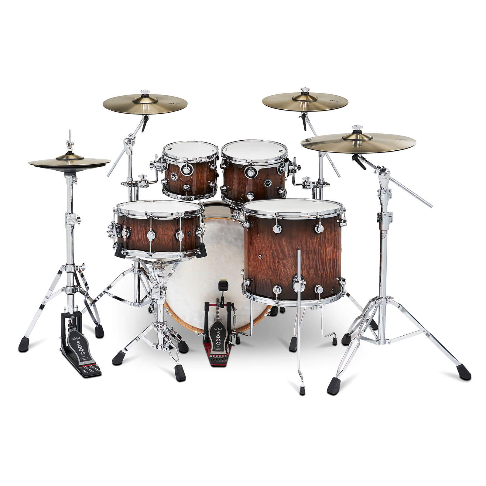 DW DWe 5pc Complete Electronic/Acoustic Drum Set Curly Maple Burst