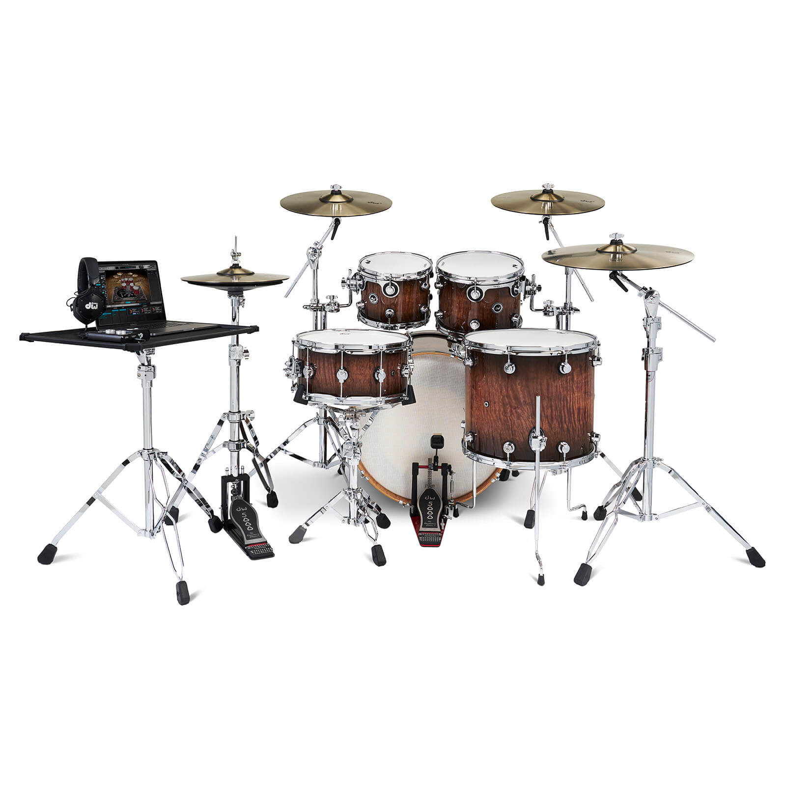 DW DWe 5pc Complete Electronic/Acoustic Drum Set Curly Maple Burst