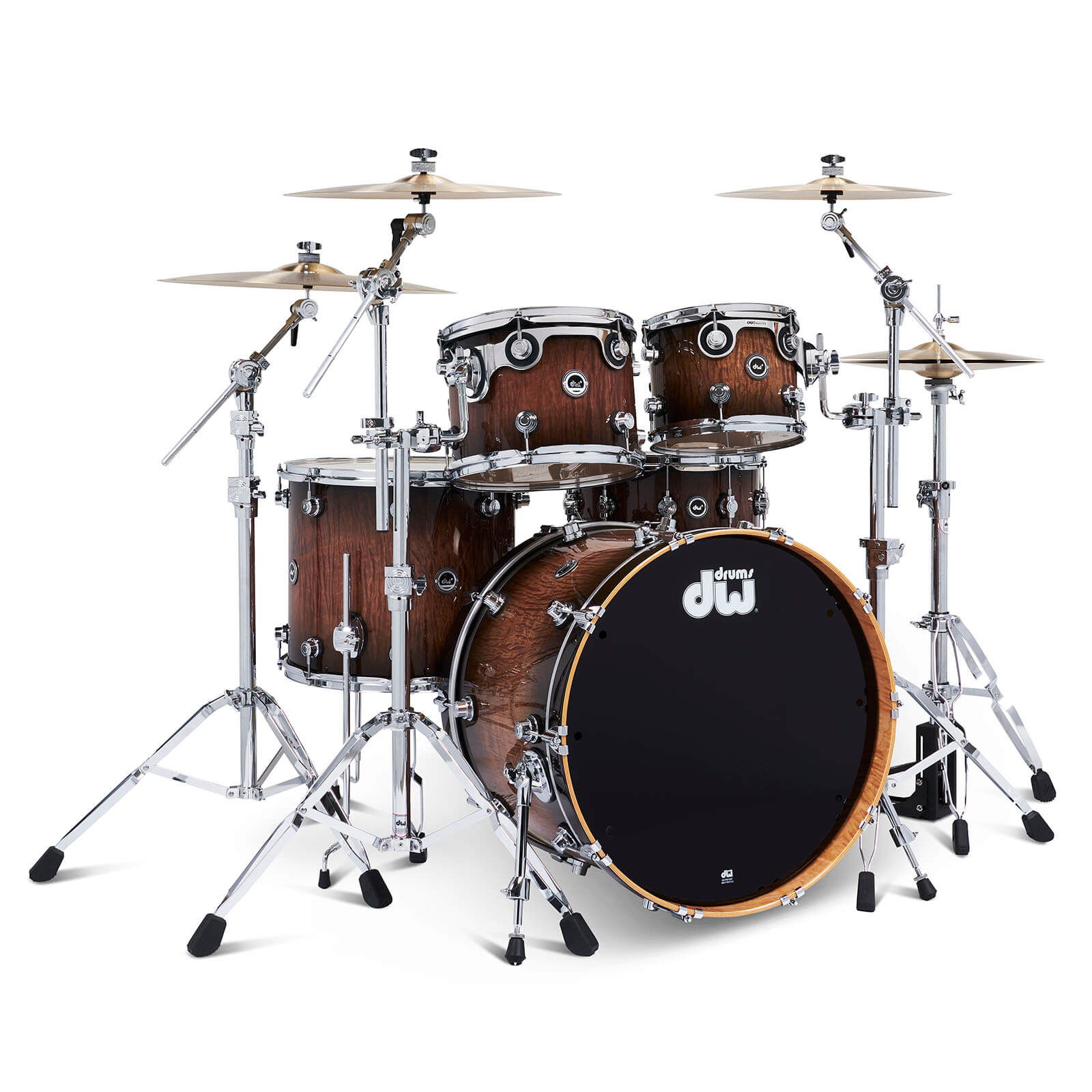 DW DWe 5pc Complete Electronic/Acoustic Drum Set Curly Maple Burst