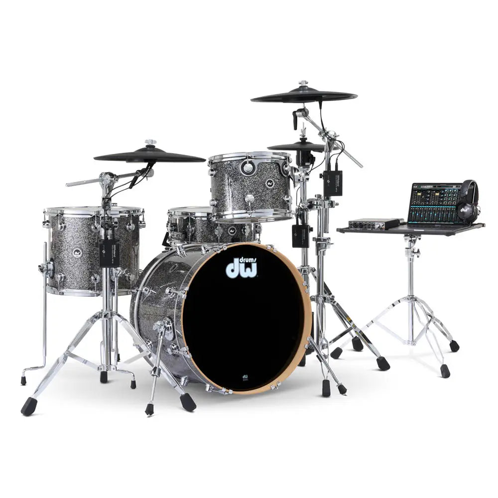 DW DWe 4pc Complete Electronic/Acoustic Drum Set w/Roland Cymbals Black Galaxy - Drum Center Of Portsmouth