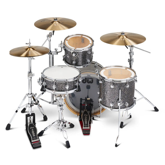 DW DWe 4pc Complete Electronic/Acoustic Drum Set w/Roland Cymbals & V51 Black Galaxy