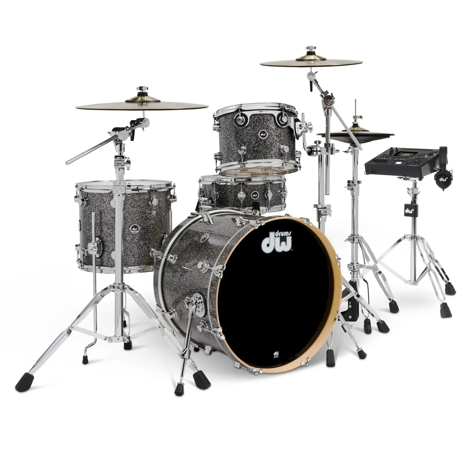 DW DWe 4pc Complete Electronic/Acoustic Drum Set w/Roland V51 Black Galaxy