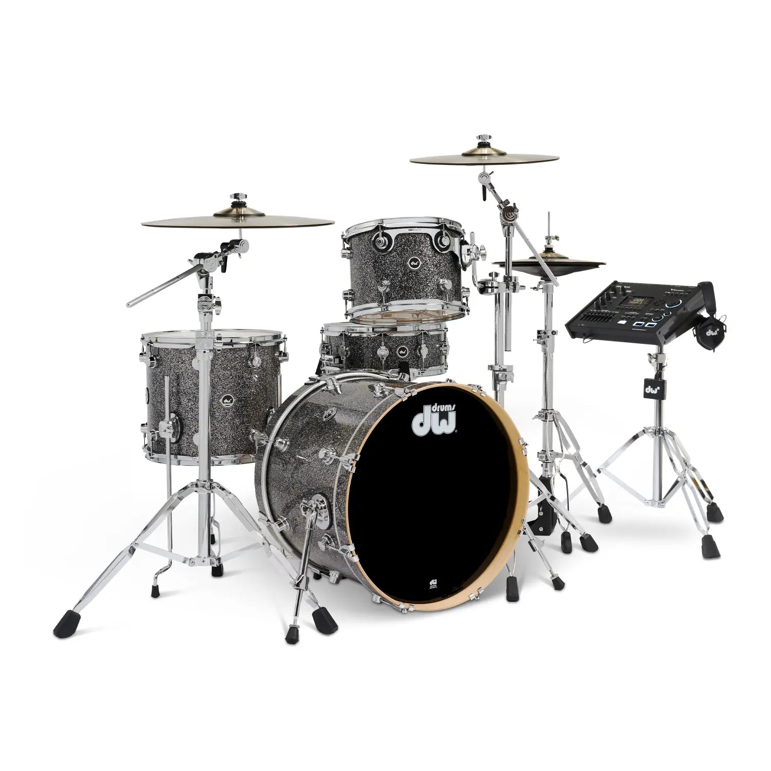 DW DWe 4pc Complete Electronic/Acoustic Drum Set w/Roland V71 Black Galaxy
