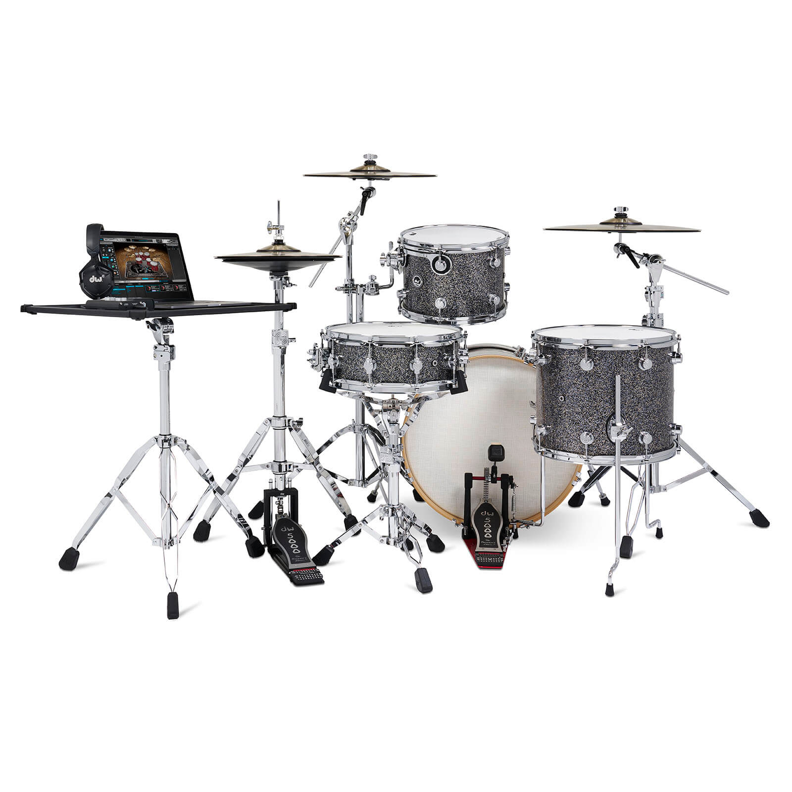 DW DWe 4pc Complete Electronic/Acoustic Drum Set Black Galaxy