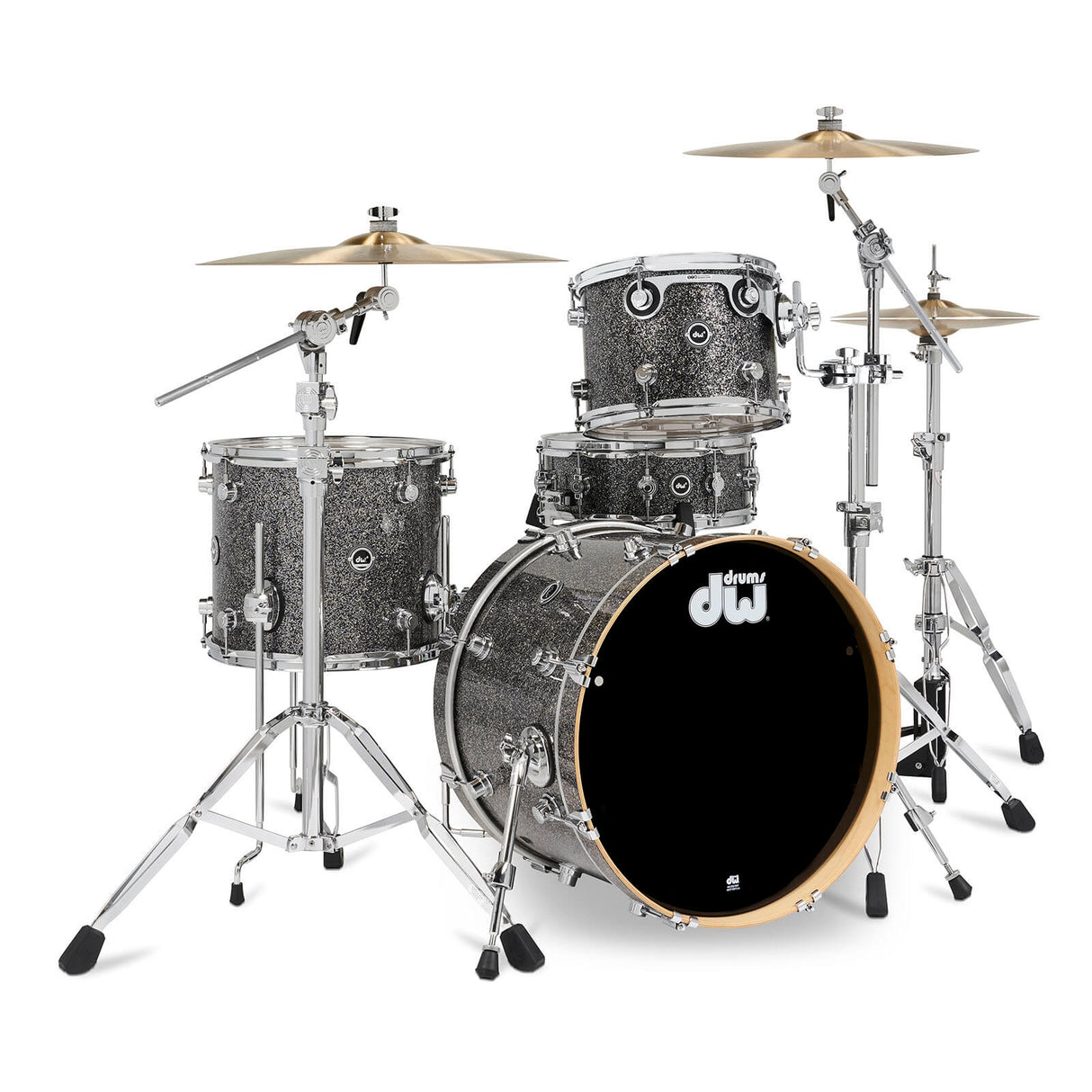 DW DWe 4pc Complete Electronic/Acoustic Drum Set Black Galaxy