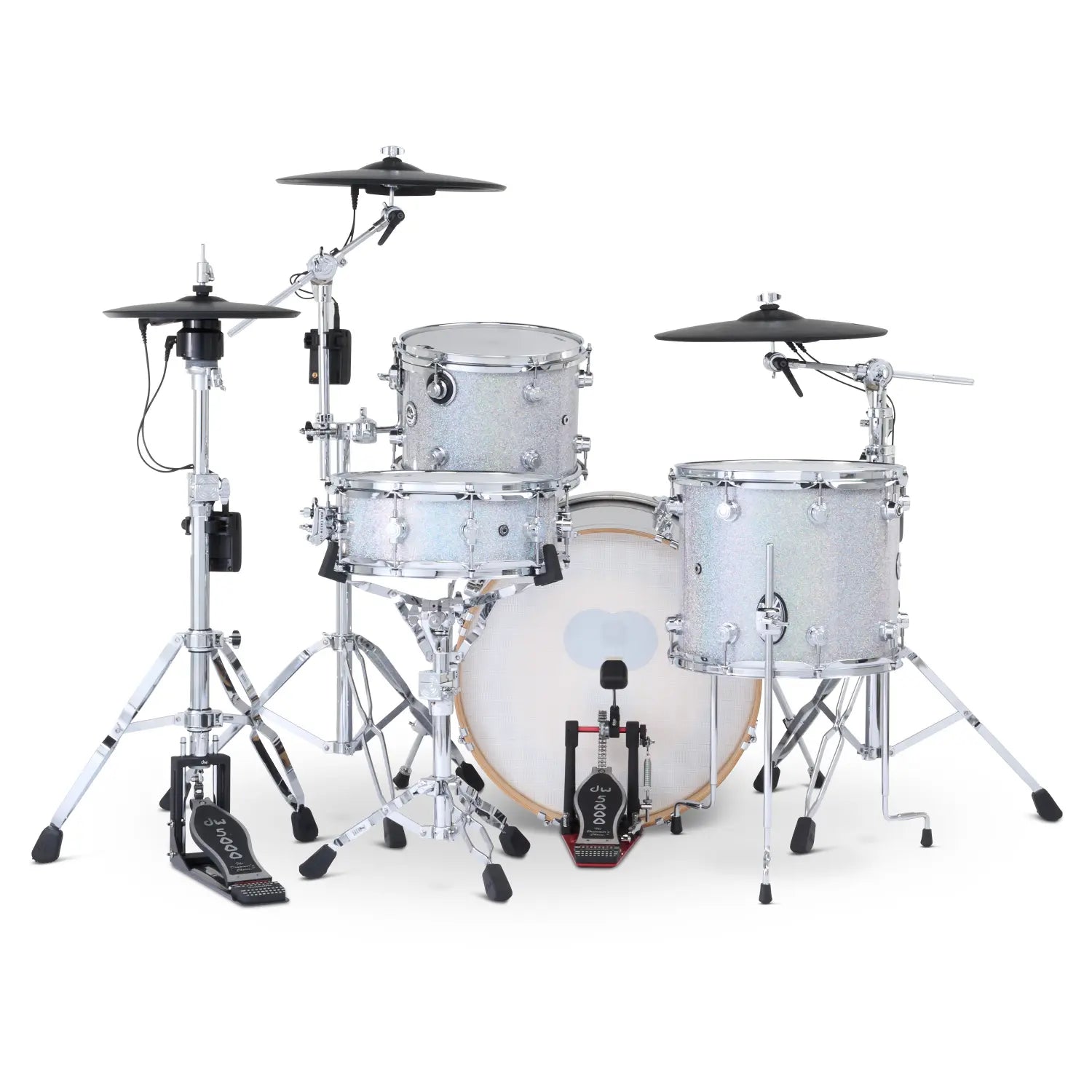 DW DWe 4pc Complete Electronic/Acoustic Drum Set w/Roland Cymbals & V51 Diamond Nebula