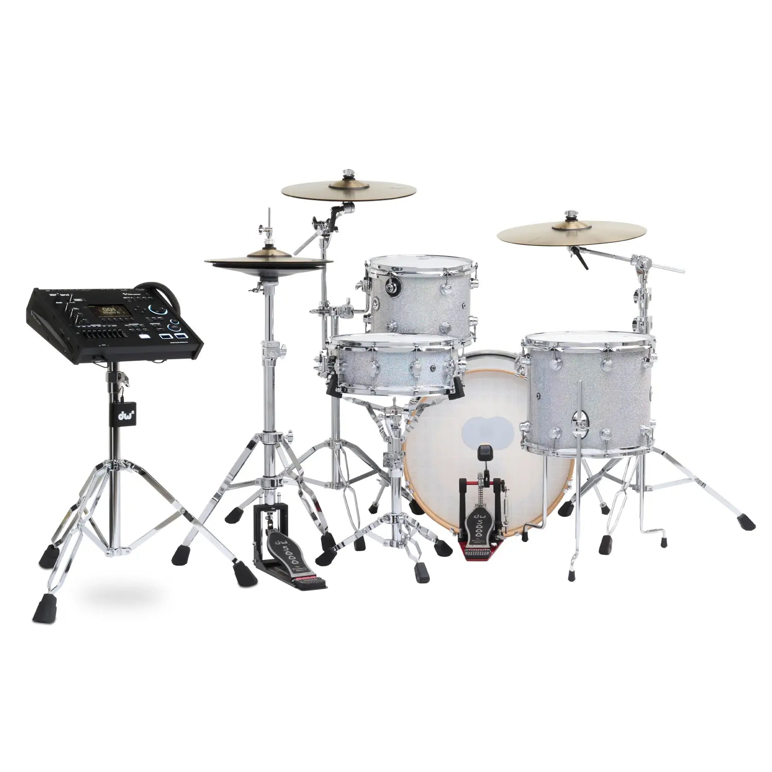 DW DWe 4pc Complete Electronic/Acoustic Drum Set w/Roland V71 Diamond Nebula